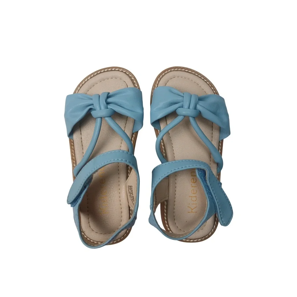 Kiderence Sandals Kids 8M Blue Strappy Bow Hook Loop CK930